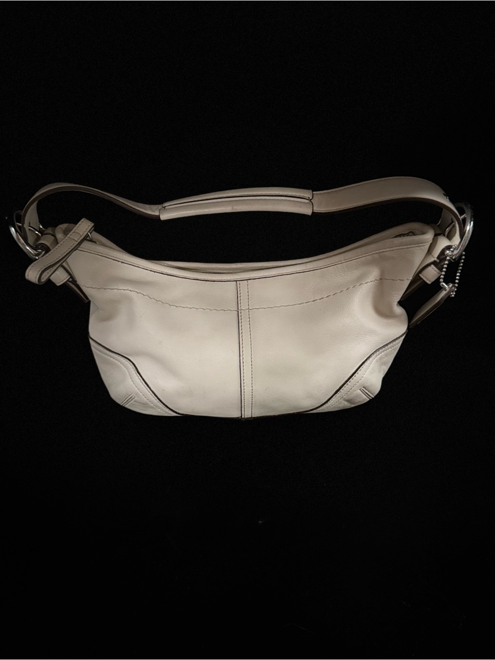 Coach Cream Leather Shoulder Bag with Adjustable Padded Strap